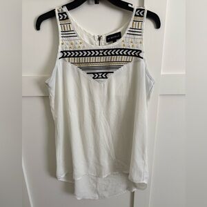 White and Black Patterned Women's Top